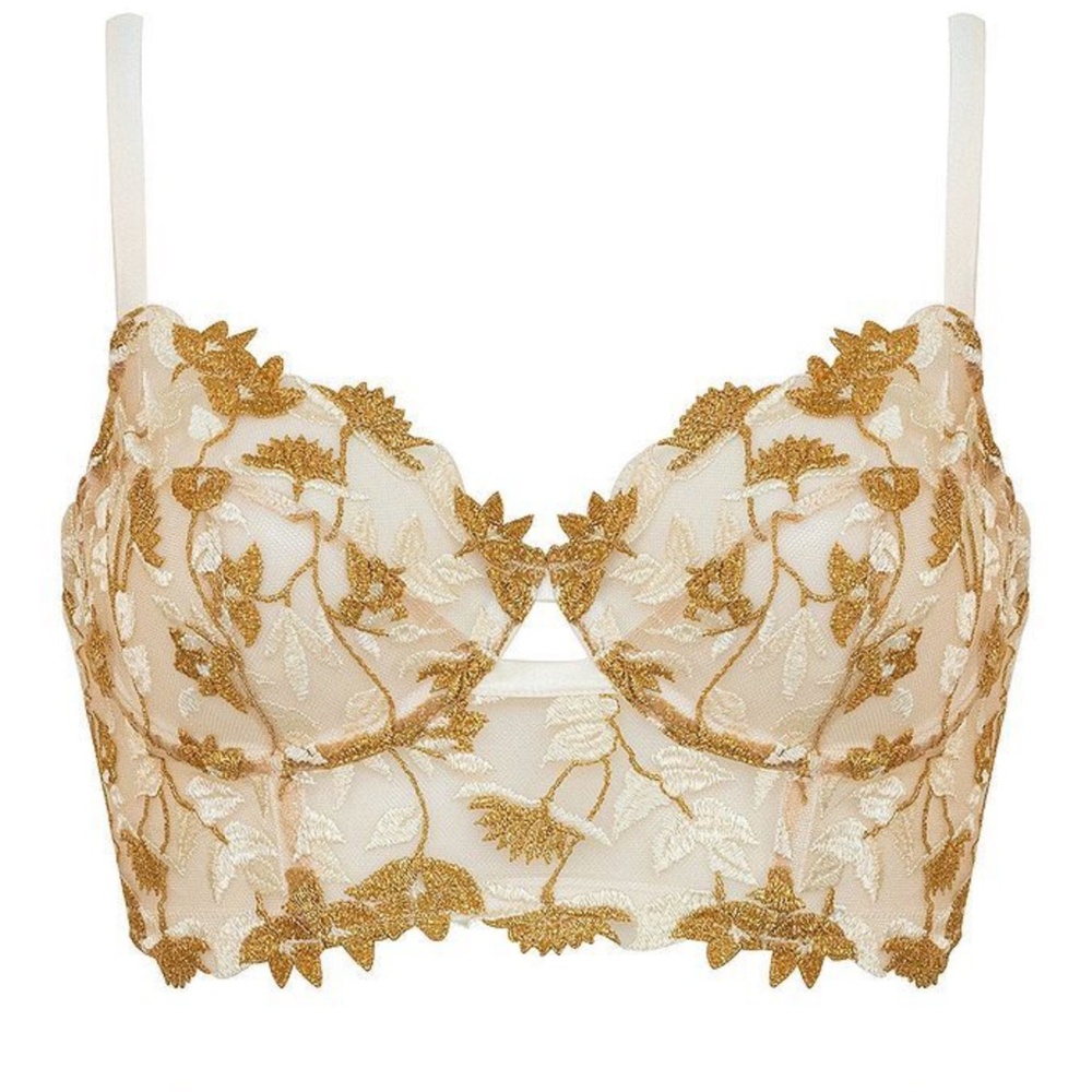 Studio Pia Soraya Longline Bra Ivory & Gold size 4